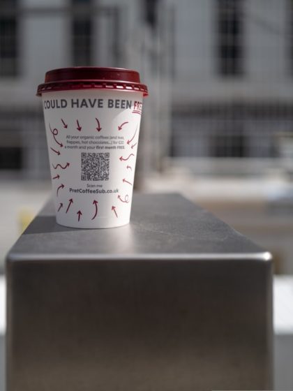 qr code on coffee cup